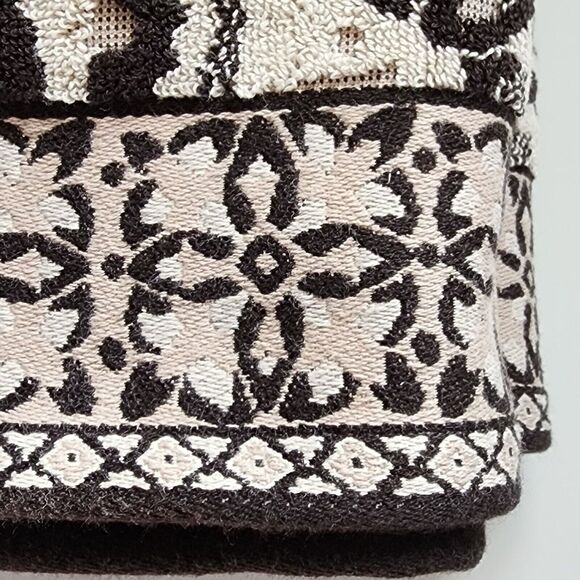 Peri Home Moroccan Tiles 6pc Cotton Towels Black Beige Set 2 Bath 2 Hand 2 Tip - Picture 14 of 16